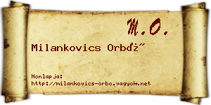 Milankovics Orbó névjegykártya